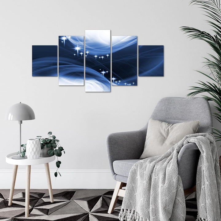 Runa Art Wandbilder Abstrakt 5 Teilig Bild auf Vlies Leinwand Deko Wohnzimmer Schlafzimmer Sterne Bl