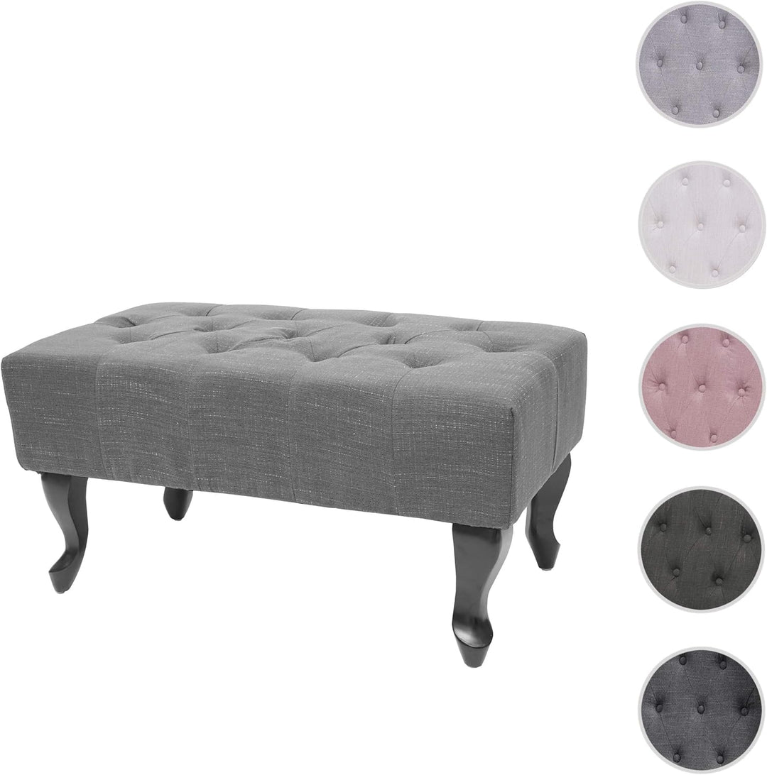 Mendler Ottomane Chesterfield, Sitzhocker Fussablage Hocker, wasserabweisend Stoff/Textil 39x77x47cm