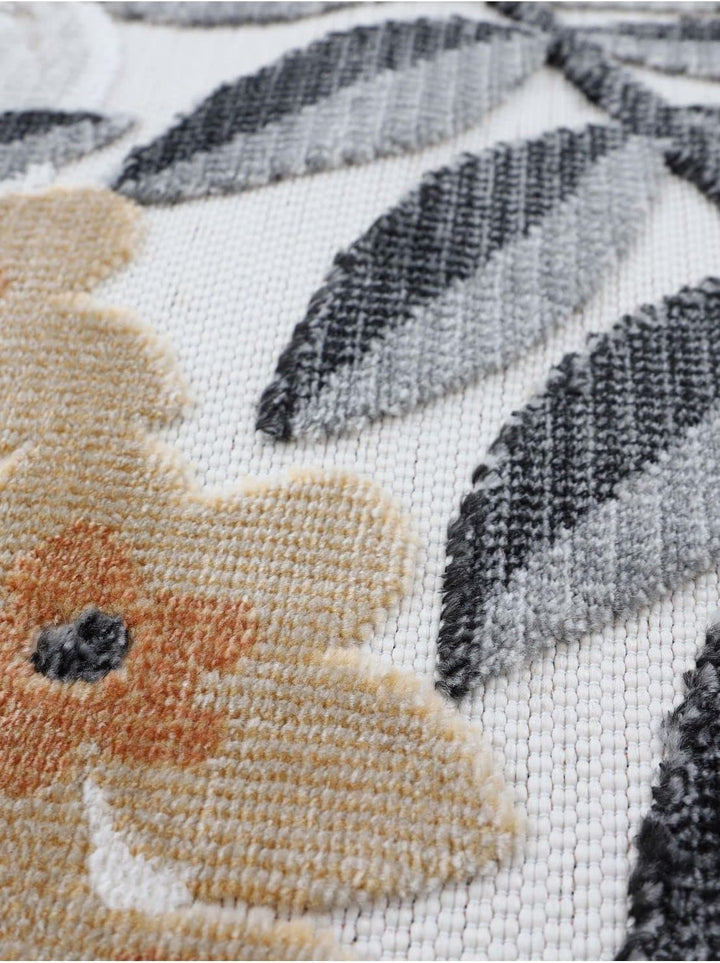 carpetfine In- und Outdoor Teppich Deja Rund Creme Ø 120 cm | Moderner Teppich Wetterfest für Balkon