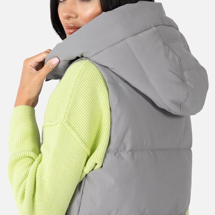 Women's Gilet Ladies Hooded Body Warmer Sleeveless Jacket Quilted Winter Coat Padded Longline Side P