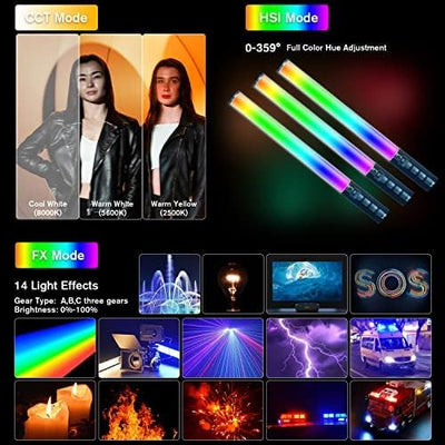 SIRUI RGB Videoleuchte, 2500K-8000K LED Telescopic Handheld Fotografie Licht, Beleuchtung, Lichtfarb