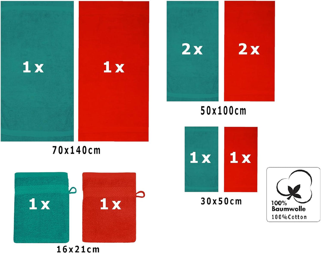 Betz 10-TLG. Handtuch-Set Premium 100% Baumwolle 2 Duschtücher 4 Handtücher 2 Gästetücher 2 Waschhan