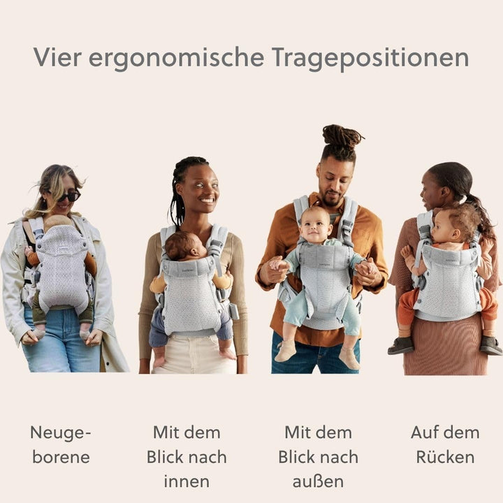 BABYBJÖRN Babytrage Harmony, 3D-Netzstoff, Silber 3D-Netzstoff Silber, 3D-Netzstoff Silber