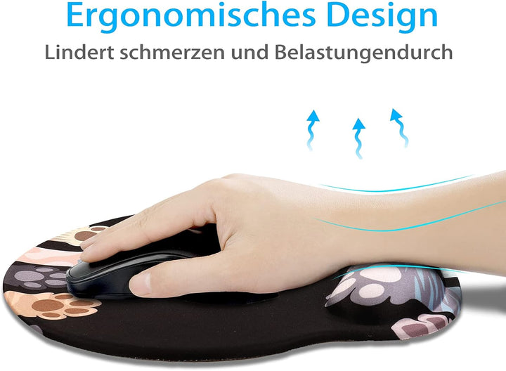 CHUQING Ergonomische Mauspad mit Handgelenkauflage-Mousepad mit Gelkissen Handgelenkstützen,25x23cm,