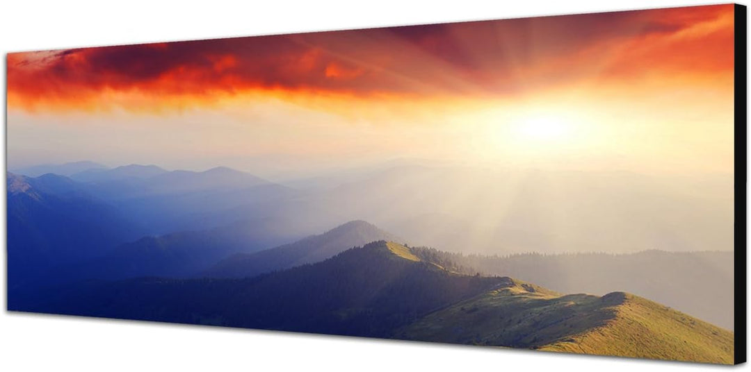 Paul Sinus Art Panoramabild auf Leinwand und Keilrahmen 150x50cm Ukraine Landschaft Berge Himmel Abe