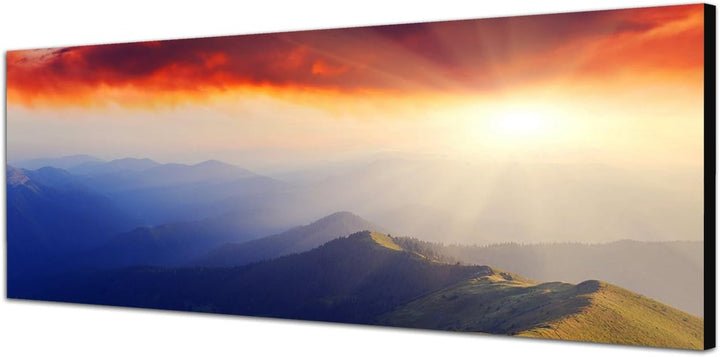 Paul Sinus Art Panoramabild auf Leinwand und Keilrahmen 150x50cm Ukraine Landschaft Berge Himmel Abe