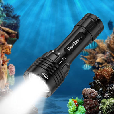 Wurkkos DL30 Tauchlampe, 3600 Lumen Tauchen Taschenlampe Wiederaufladbar, IPX8 Wasserdicht, 3* CRI 9