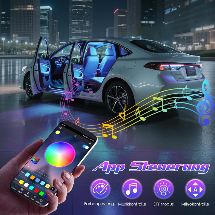 Winzwon LED Innenbeleuchtung Auto, Geschenke für Männer Frauen, Auto Zubehör LED Strip Innenraumbele