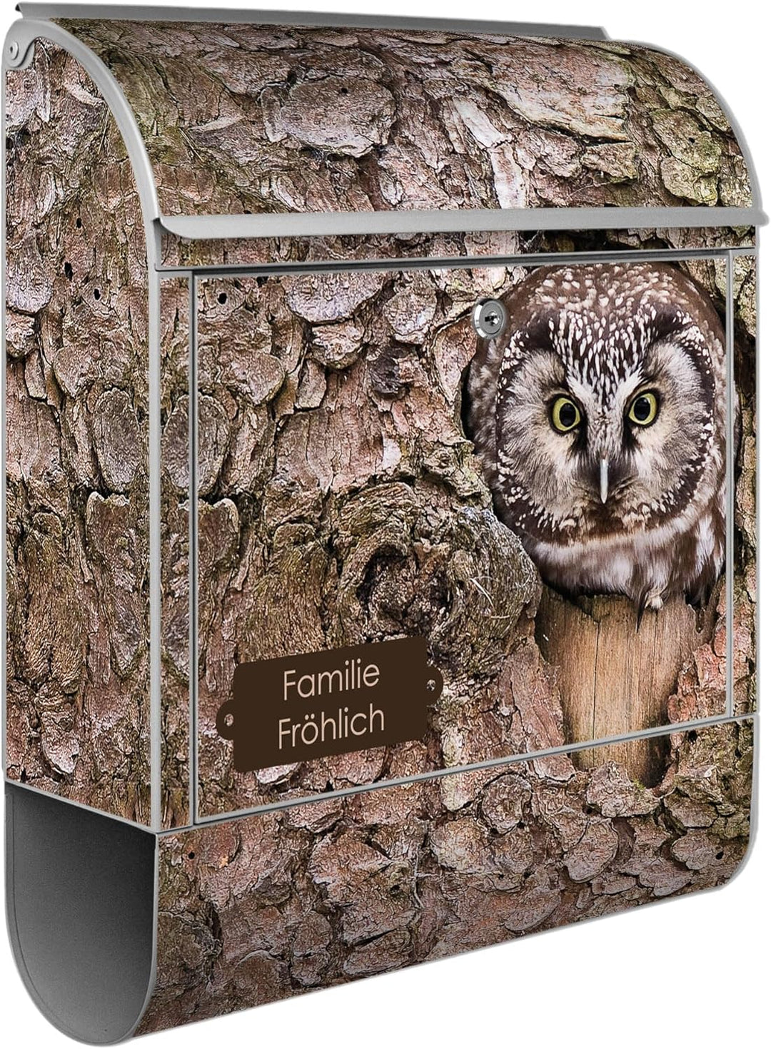 banjado Design Briefkasten personalisiert 38,5x46,5x13cm & 2 Schlüssel - Briefkasten Stahl Silber Ze