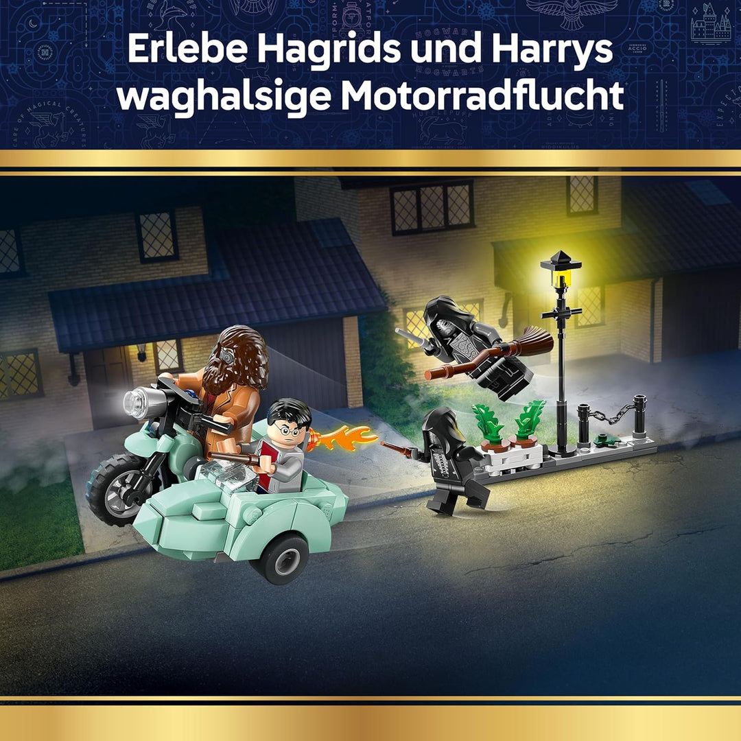 LEGO Harry Potter Hagrids und Harrys Flucht aus dem Ligusterweg - Motorrad Spielzeug mit 4 Minifigur