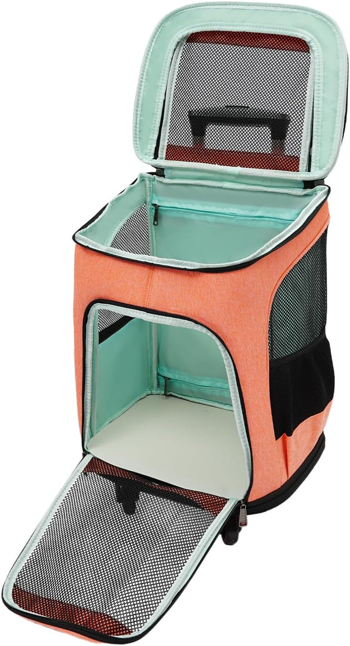 Haustier-Rucksack Mit Rädern, Hunderucksack Katzenrucksack mit Trolley 2 in 1 bis 9 kg,Rucksack Trol