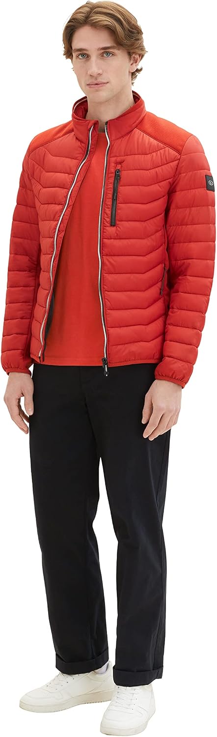 TOM TAILOR Herren 1038606 Hybrid Steppjacke mit Stehkragen (1er Pack) L 13722 - Rooibos Orange, L 13