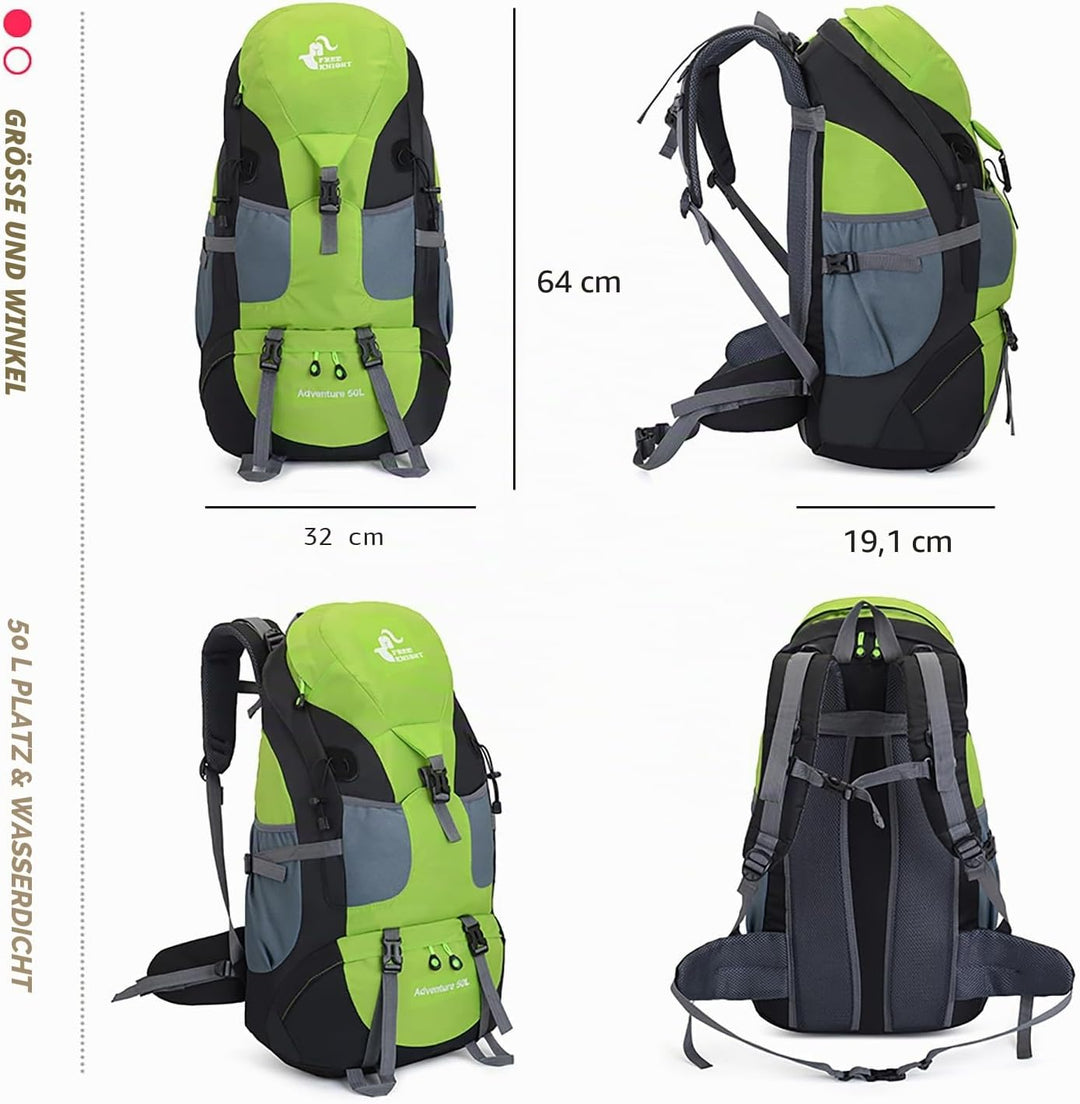 Bseash 50L Leichter wasserfester Wanderrucksack, Outdoor Sport Tagesrucksack Multifunktions Reisetas