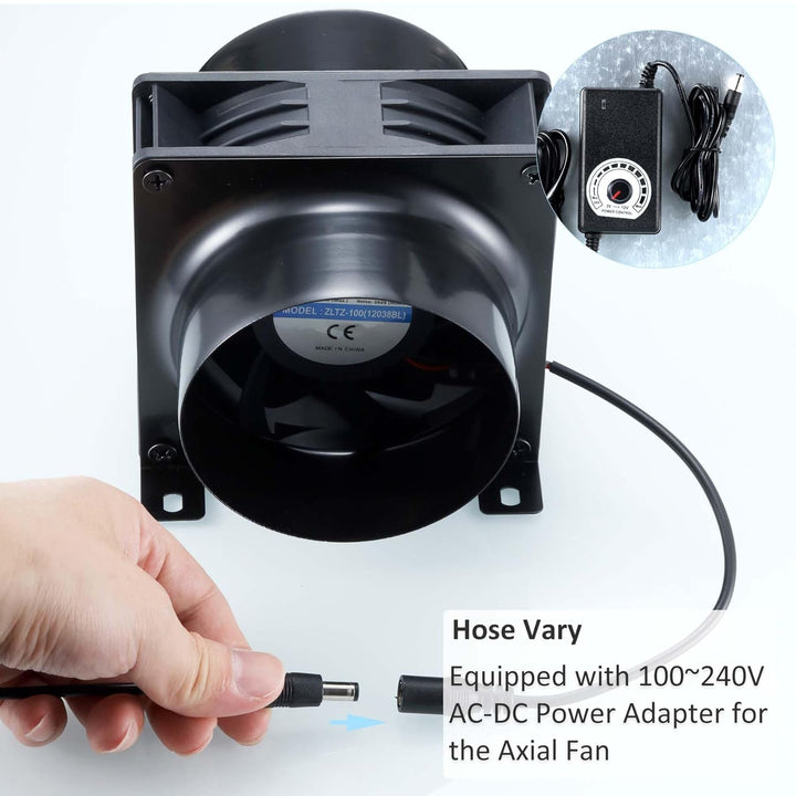 DC12V Rohrventilator 100mm, 3000U/min Lüfter Axiallüfter Abluftventilator 100mm, mit 0~100% Dimmer,