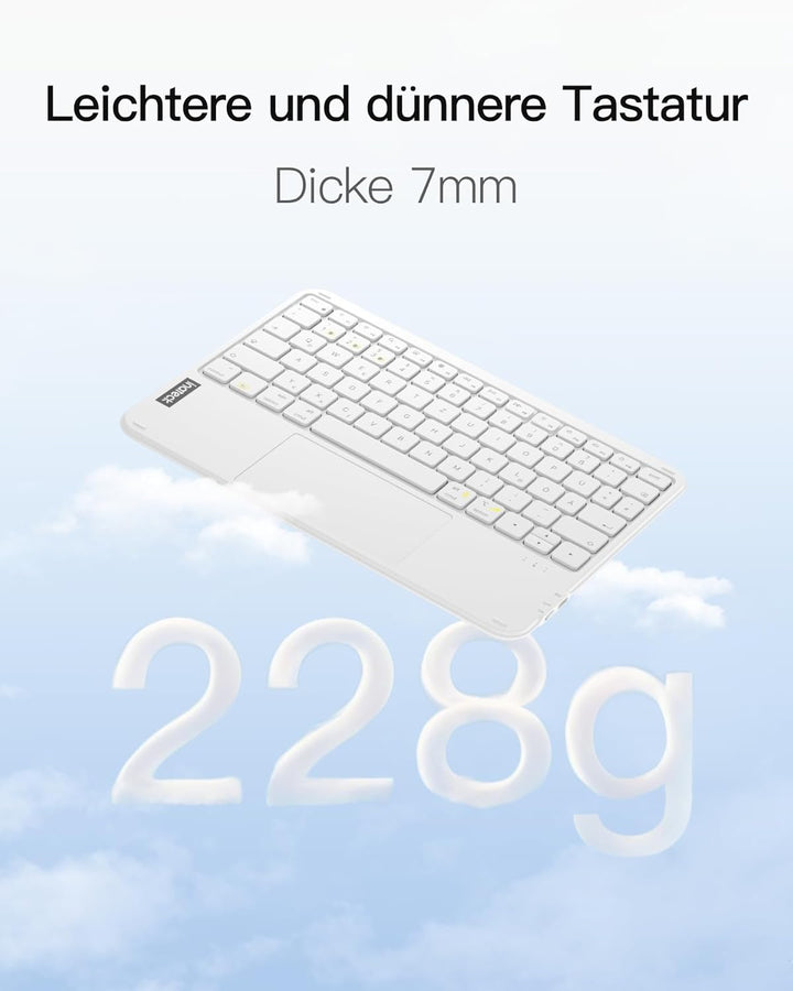 Inateck Tablet Keyboard with Touchpad, Ultralight Keyboard Wireless QWERTZ German with Trackpad, Com
