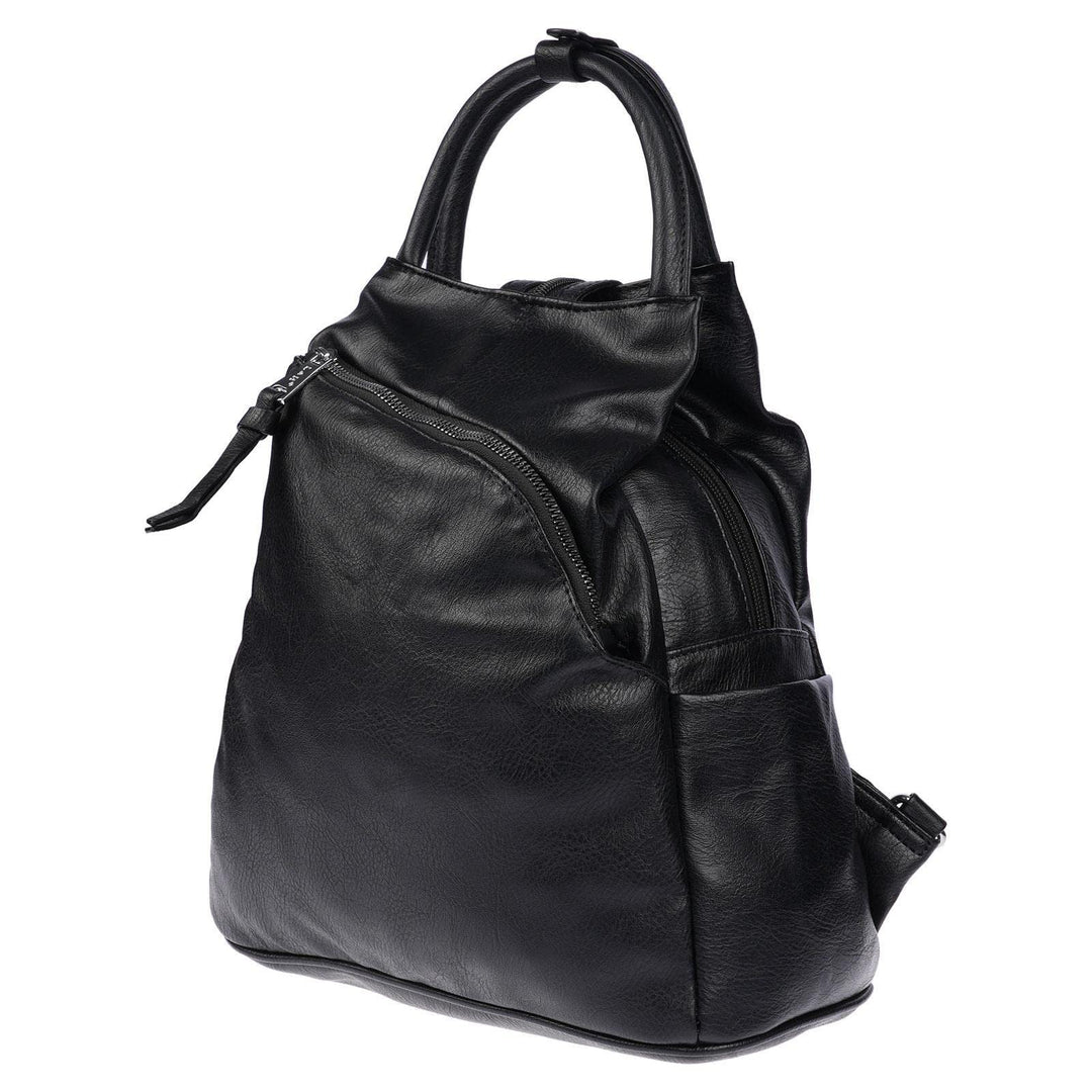 Christian Wippermann grosser Damen City Rucksack Tasche Body Bag Leder Optik Schultertasche Schwarz,