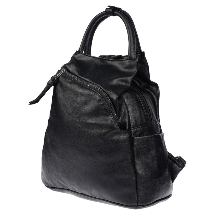 Christian Wippermann grosser Damen City Rucksack Tasche Body Bag Leder Optik Schultertasche Schwarz,