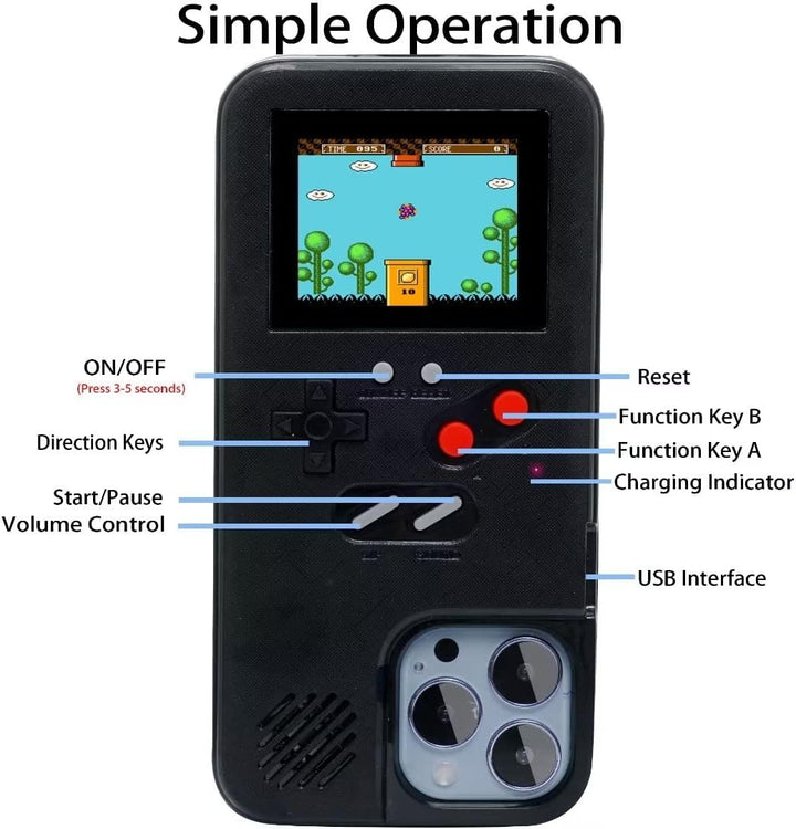 WeLohas Gameboy-Hülle für iPhone 6 Plus/6s Plus/7 Plus/8 Plus, Retro 168 Klassische Handheld-Spiele,