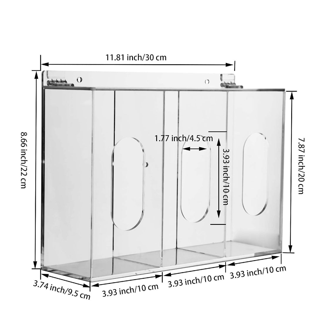 KOEMEHR Acryl Einweg Gesichtsmasken und handschuhspender 3fach acryl mit deckel aufbewahrungsbox, gr
