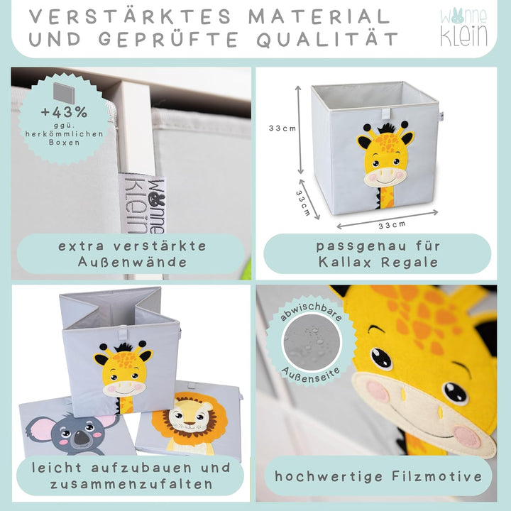wonneklein Aufbewahrungsbox Kinder für Kallax Regal I Einsatz Kinderregal I Faltbox 33x33x33 Kinderz
