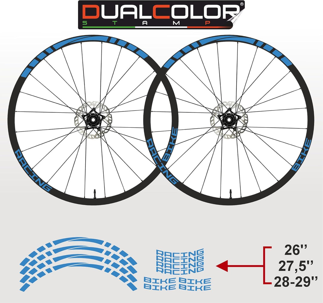 Aufkleber Felgen MTB 26" - 27,5" - 28-29" Zoll Rad Bike Sticker Racing Code B0141 (28-29 Zoll, Blau