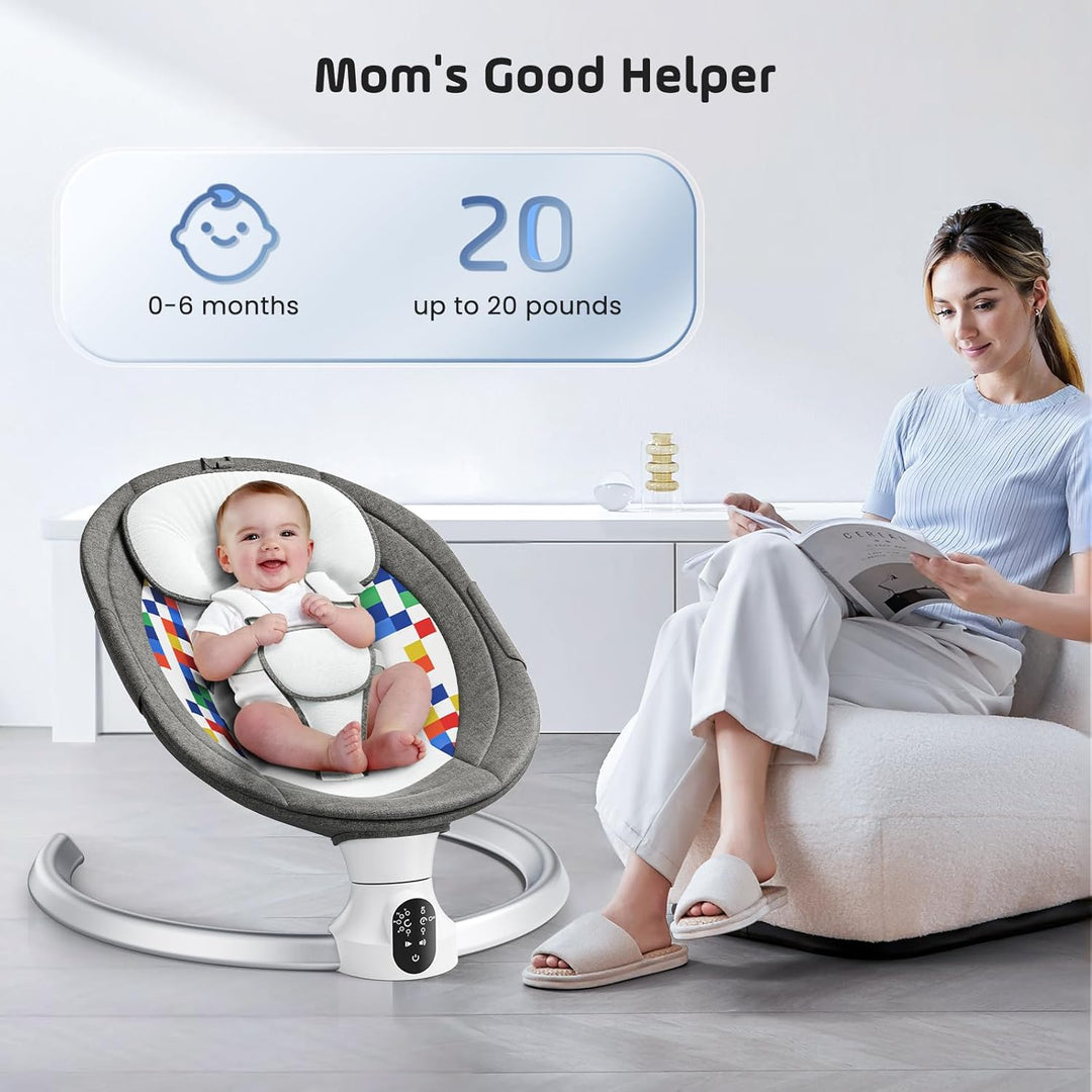 Elektrische Babywippe für Kleinkinder,Elektrische Babyschaukel mit 5 Punkt Sicherheitsgurt 5 Schauke