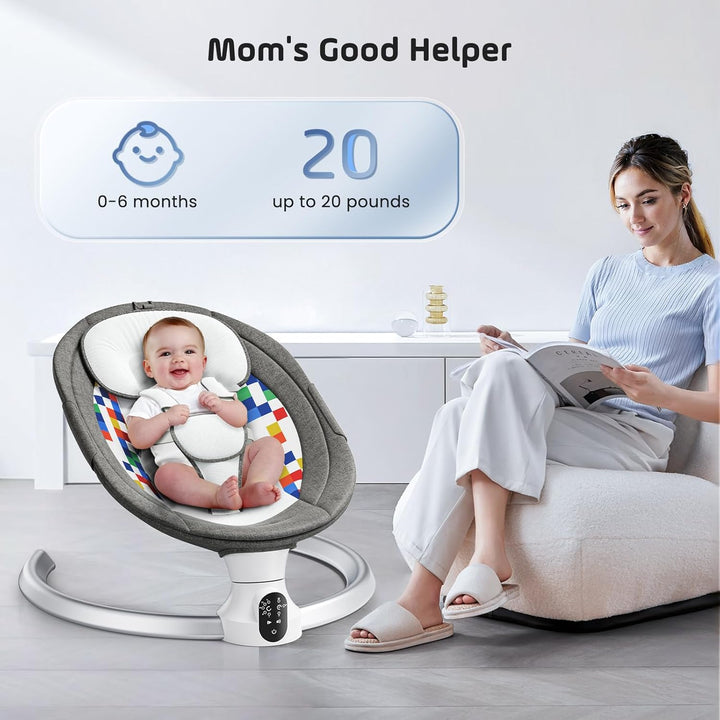 Elektrische Babywippe für Kleinkinder,Elektrische Babyschaukel mit 5 Punkt Sicherheitsgurt 5 Schauke