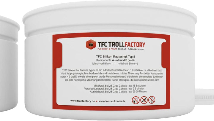 TFC Silikon Kautschuk Typ 5 I Knetsilikon, mittelhart I 500 g (2 x 250 g) 0,5 kg, 0,5 kg