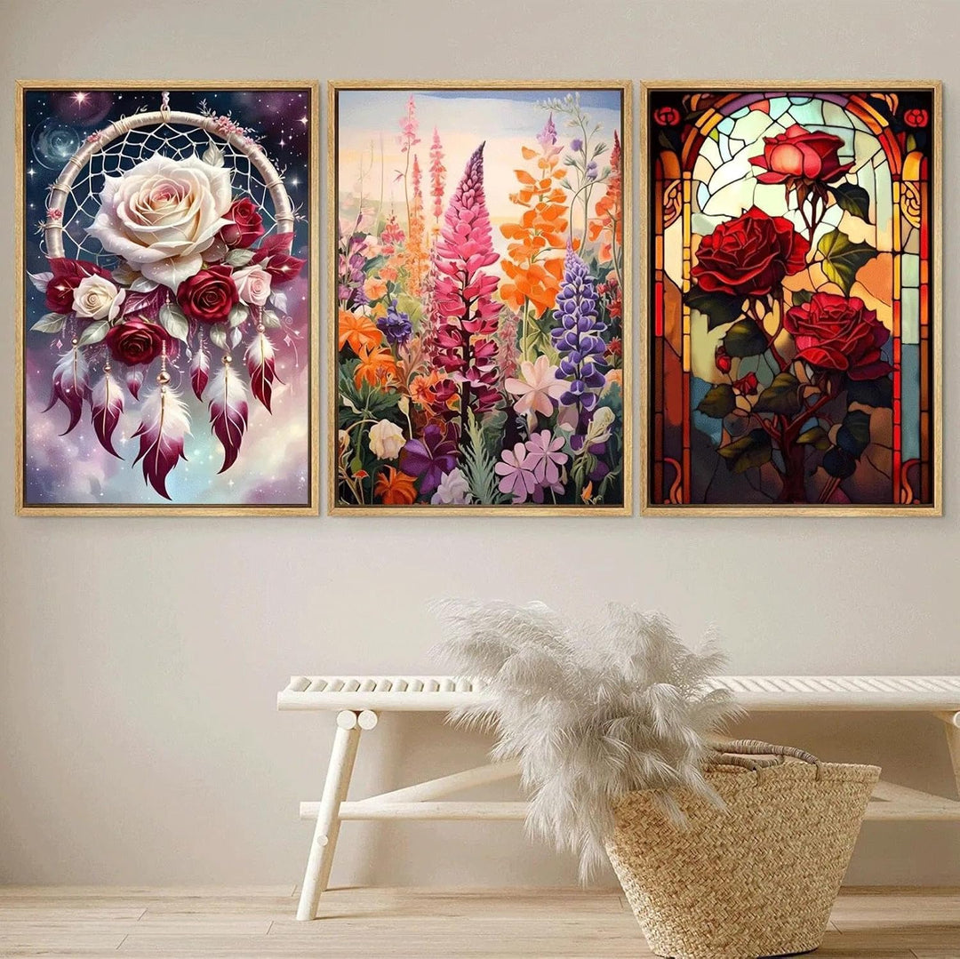 JATOK 3 Stück Malen Nach Zahlen Erwachsene, DIY Blumen Gemälde für Anfänger, Handgemalt Ölgemälde Le