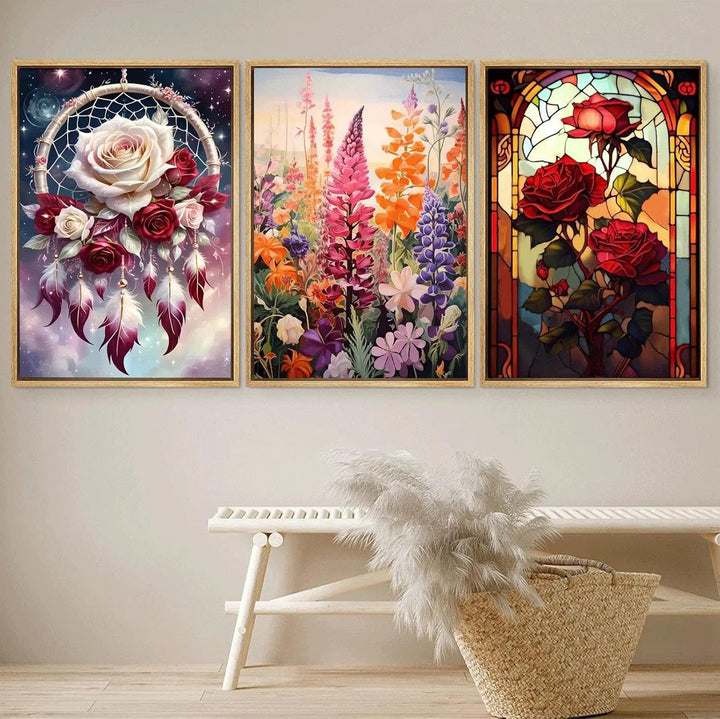 JATOK 3 Stück Malen Nach Zahlen Erwachsene, DIY Blumen Gemälde für Anfänger, Handgemalt Ölgemälde Le