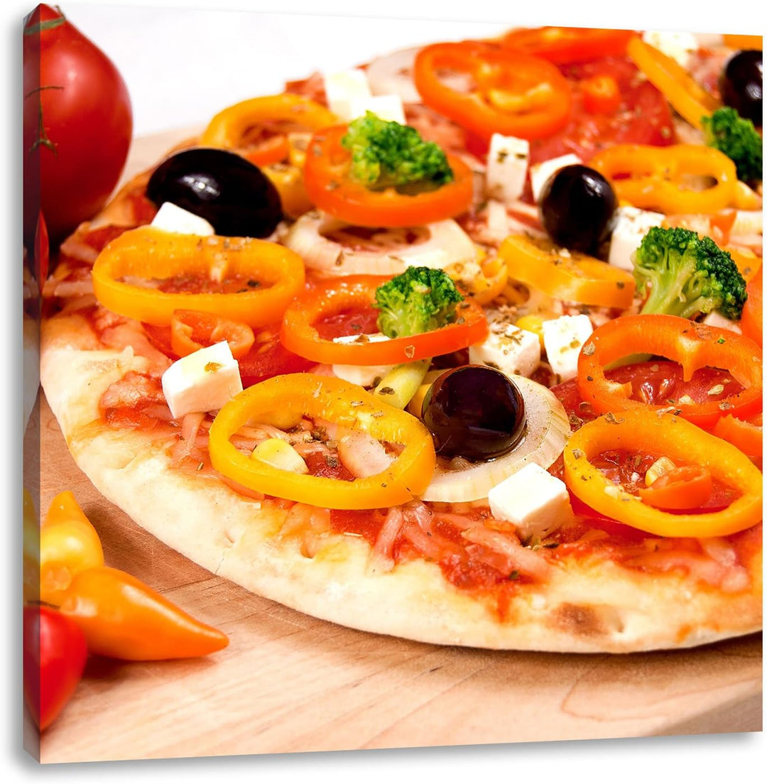 Pixxprint Köstliche Pizza aus Italien als Leinwandbild/Grösse: 70x70 cm/Wandbild/Kunstdruck/fertig b