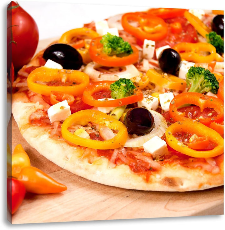 Pixxprint Köstliche Pizza aus Italien als Leinwandbild/Grösse: 70x70 cm/Wandbild/Kunstdruck/fertig b