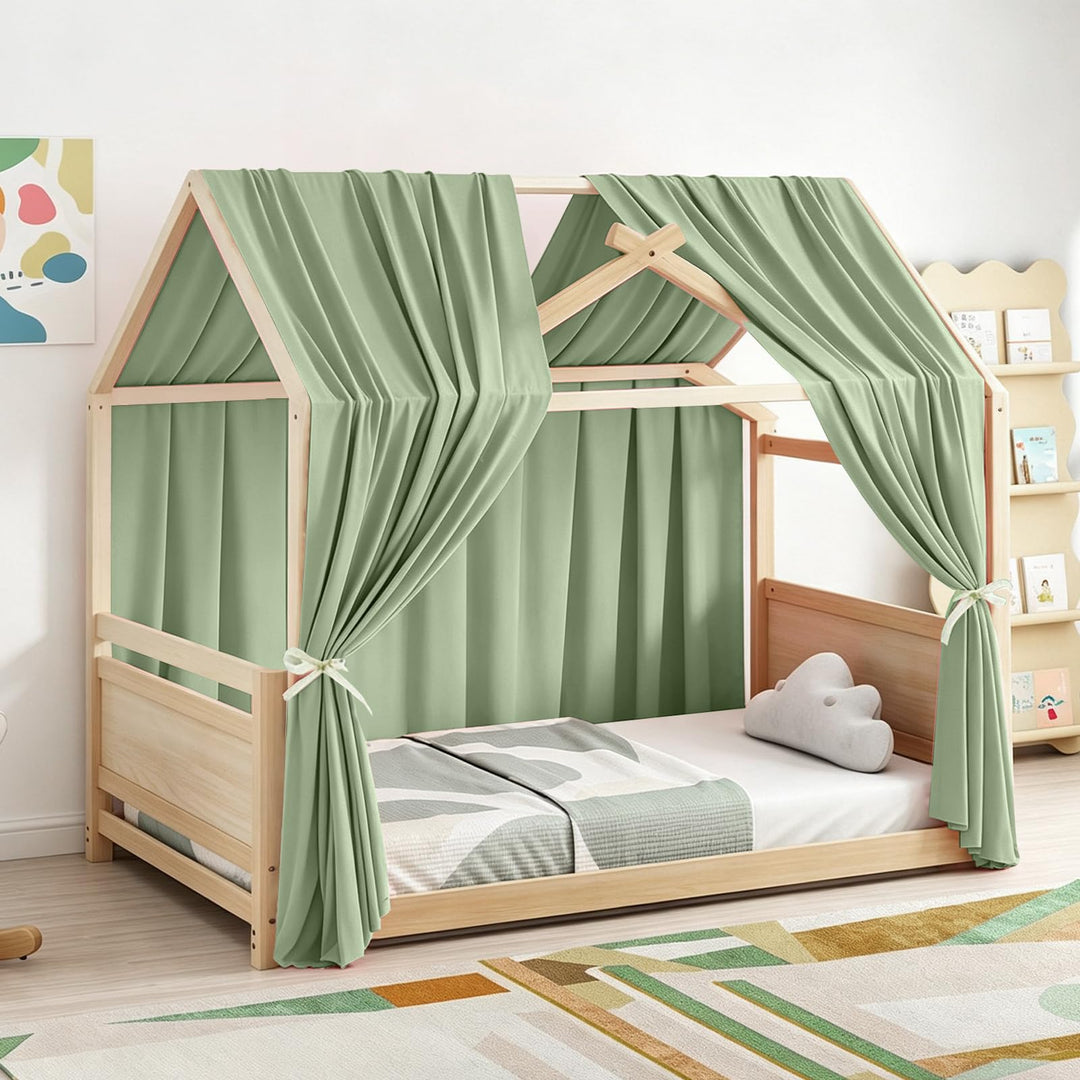 MeYuxg Hausbett Himmel Set, 2 Stück Betthimmel Hausbett Musselin, Kinderbett Baldachin Stoffhimmel f