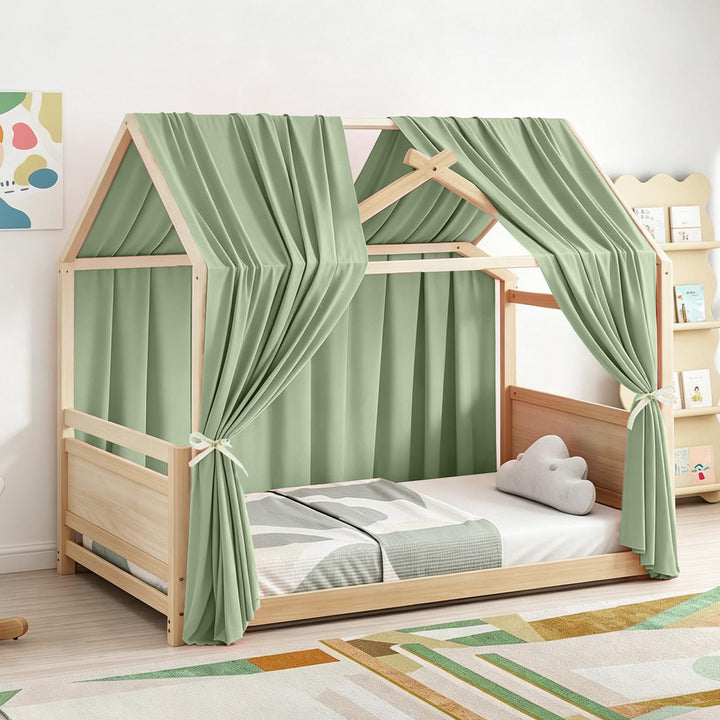 MeYuxg Hausbett Himmel Set, 2 Stück Betthimmel Hausbett Musselin, Kinderbett Baldachin Stoffhimmel f