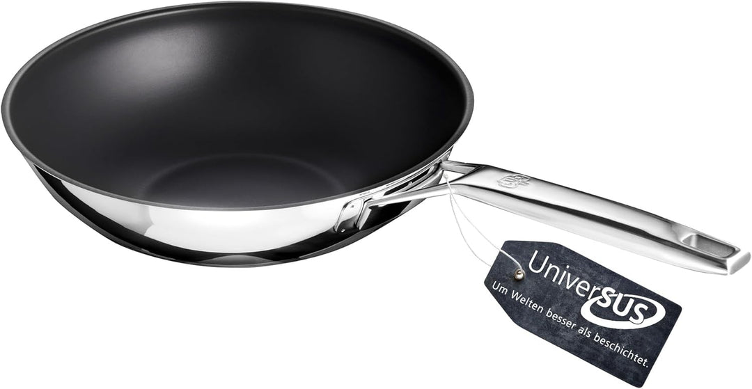 Schulte-Ufer Wokpfanne ASTRAL mit UniverSUS-Oberflächenstruktur, 64455-28, Edelstahl, 28 cm