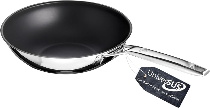 Schulte-Ufer Wokpfanne ASTRAL mit UniverSUS-Oberflächenstruktur, 64455-28, Edelstahl, 28 cm