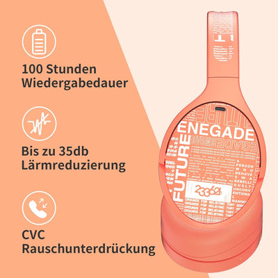 233621 Hush-X Noise Cancelling Kopfhörer Bluetooth [100 Stunden Hördauer] Over-Ear Kopfhörer Kabello