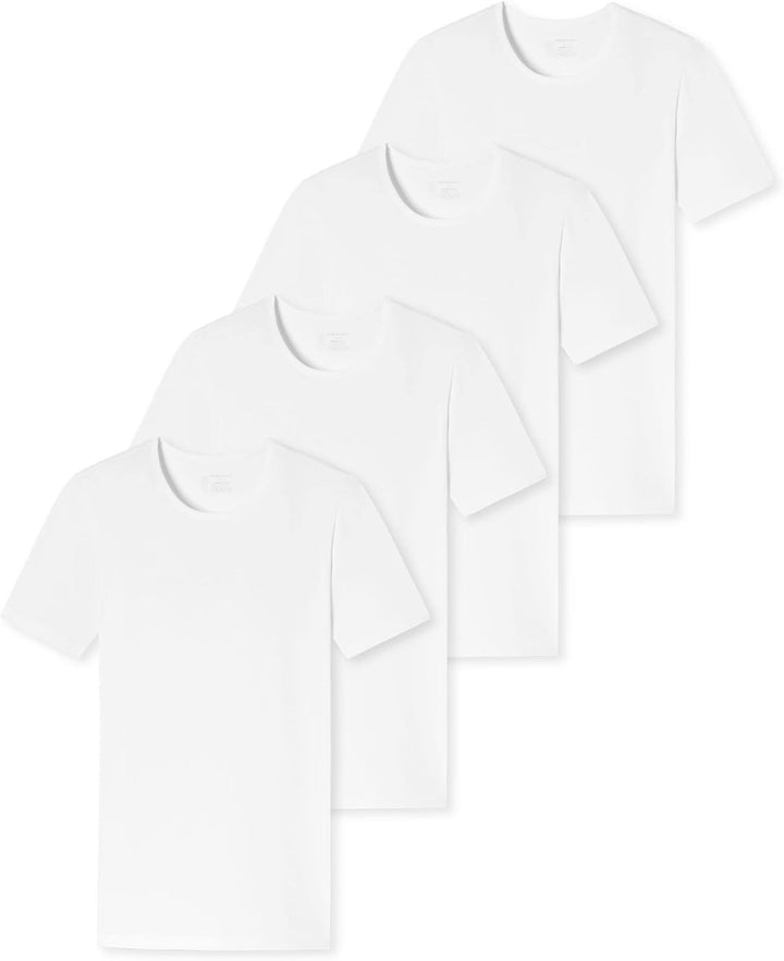 Schiesser Herren 2 PACK Unterhemd Rundhals mit Arm Bio Baumwolle - 95/5 Organic 4 4 X Weiss, 4 4 X W