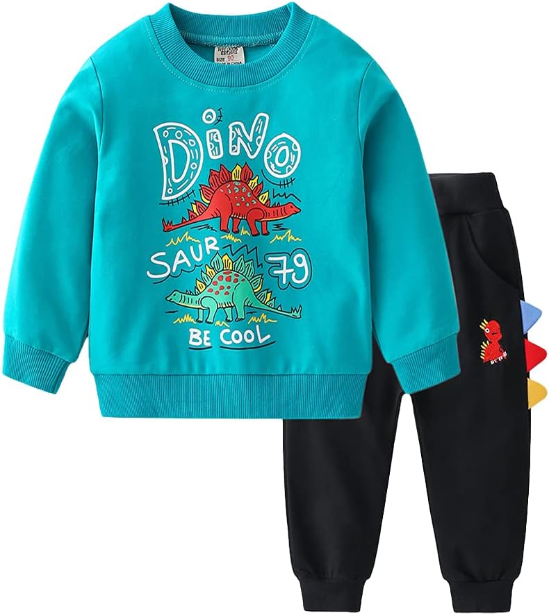 Volunboy Baby Jungen Dinosaurier kleidung, Kinder Pullover Jogginganzug Sweatshirt Langarmshirt und
