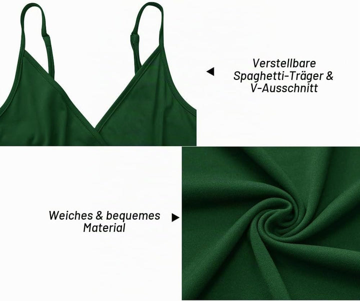 Newshows Sommerkleid Damen Lang Maxikleid Sommer V Ausschnitt Kleid Schlitz Elegant Spaghettiträger