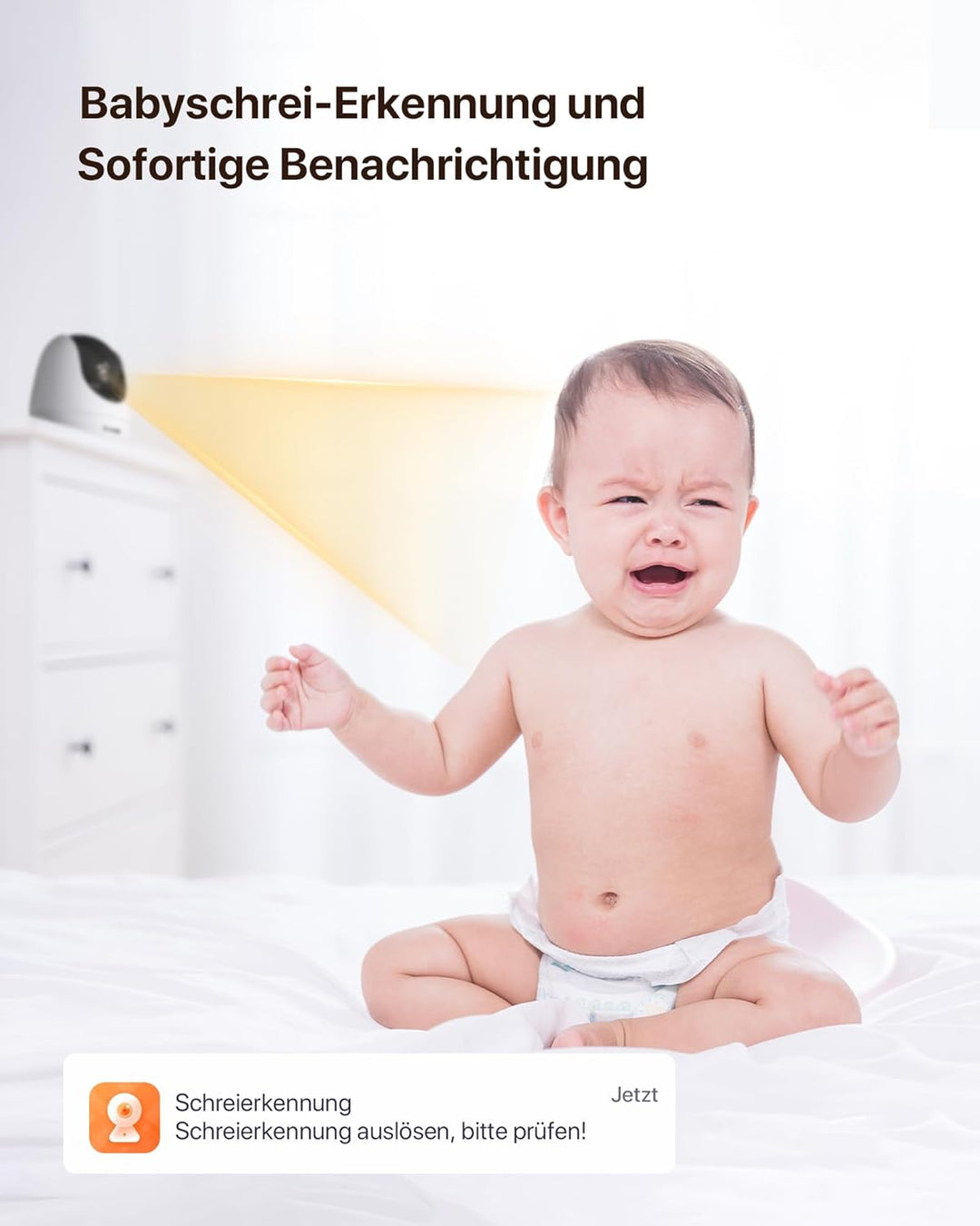 Tenda 2K Überwachungskamera Innen CP3 Pro V1.1 mit SD Haustier, Babygeschrei, Person Bewegungserkenn