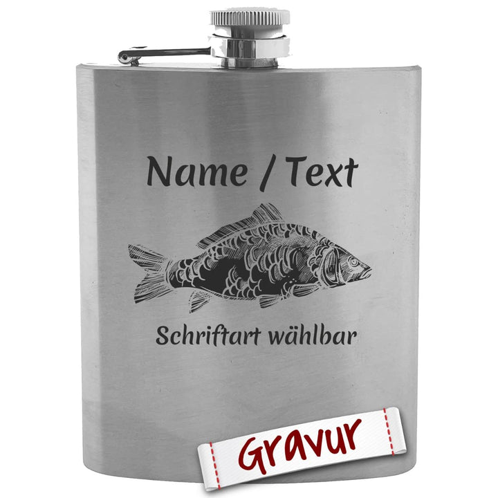 Angeln Geschenk Flachmann mit Gravur personalisiert, Angler Geschenke für Männer, Geschenkidee Herre