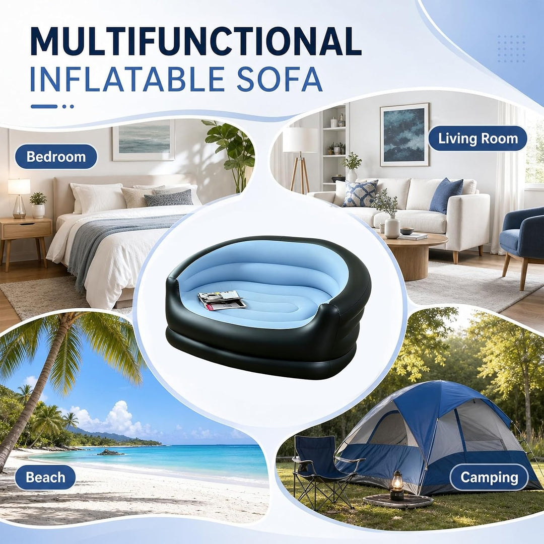 2-Sitzer Aufblasbares Sofa, Luftsofa Indoor &amp; Outdoor, Tragbares Inflatable Sofa mit Reparaturflicke