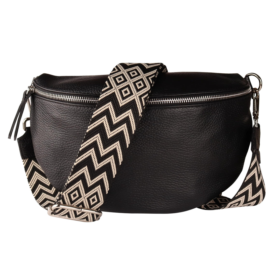 MIRROSI® Bauchtasche Damen, Echtleder, Made in Italy, Umhängetasche, Brusttasche, Crossbody Bag (1 T