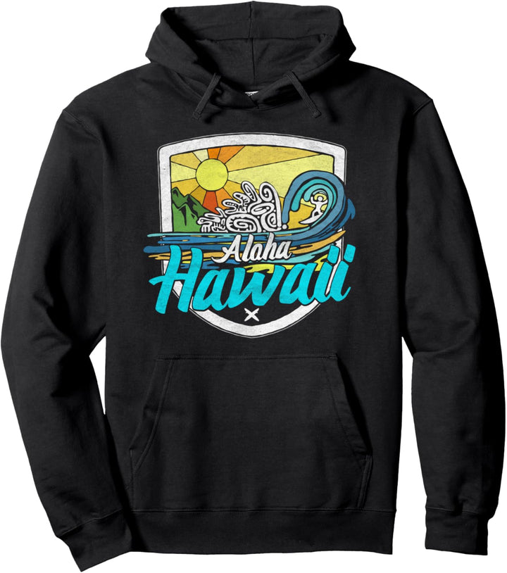 Vintage Aloha Hawaii Sonnenuntergang Strand, Pipeline, Oahu, Pullover Hoodie