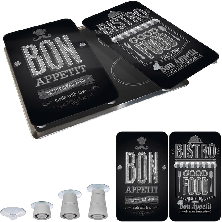 WENKO Herdabdeckplatte Universal Mod. Bon Appetit, höhenverstellbar für alle Herdarten, Schneidebret