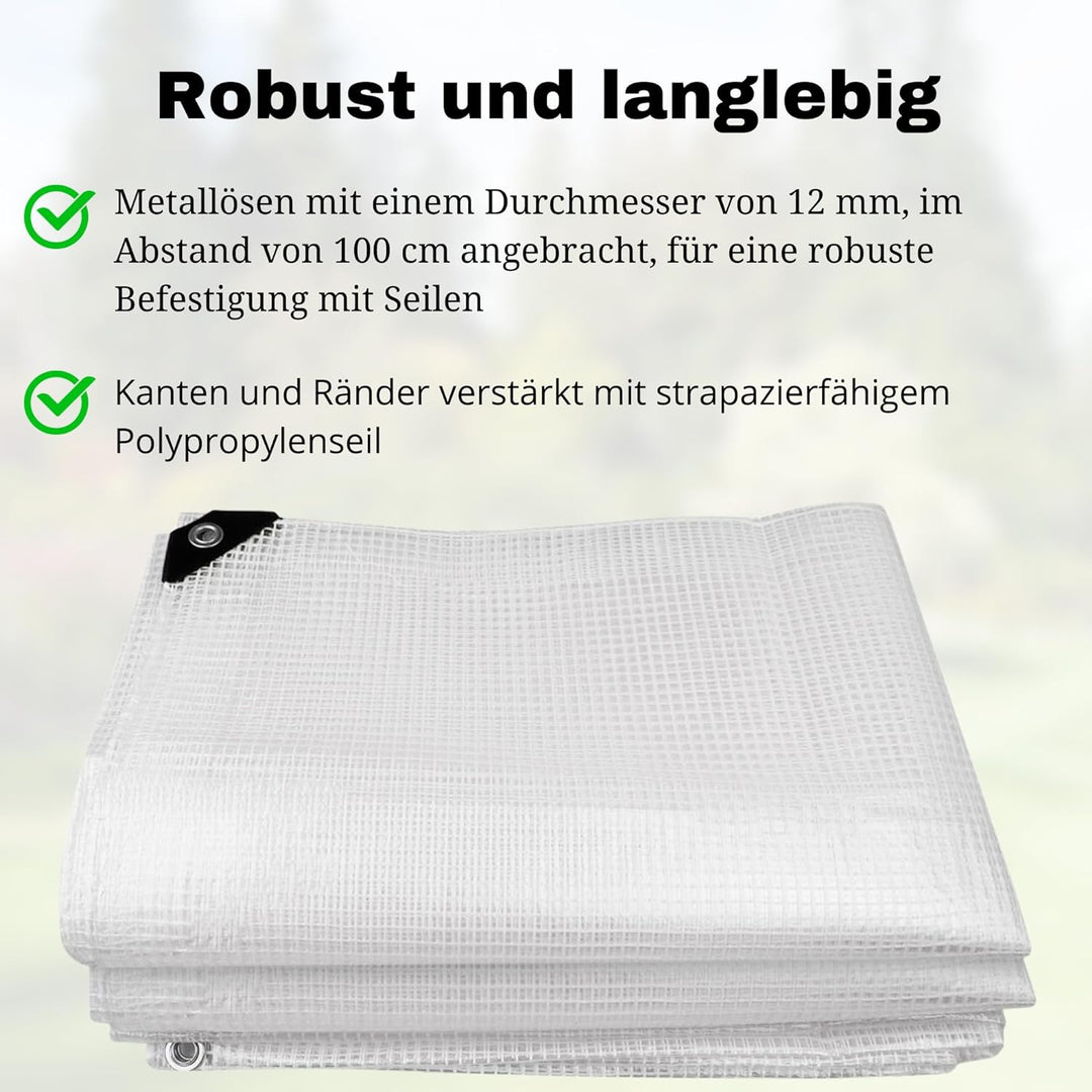 WDB - Abdeckplane mit Ösen - Plane Wasserdicht 100g - Zeltplane Schutzplane Gartenplane - Beidseitig