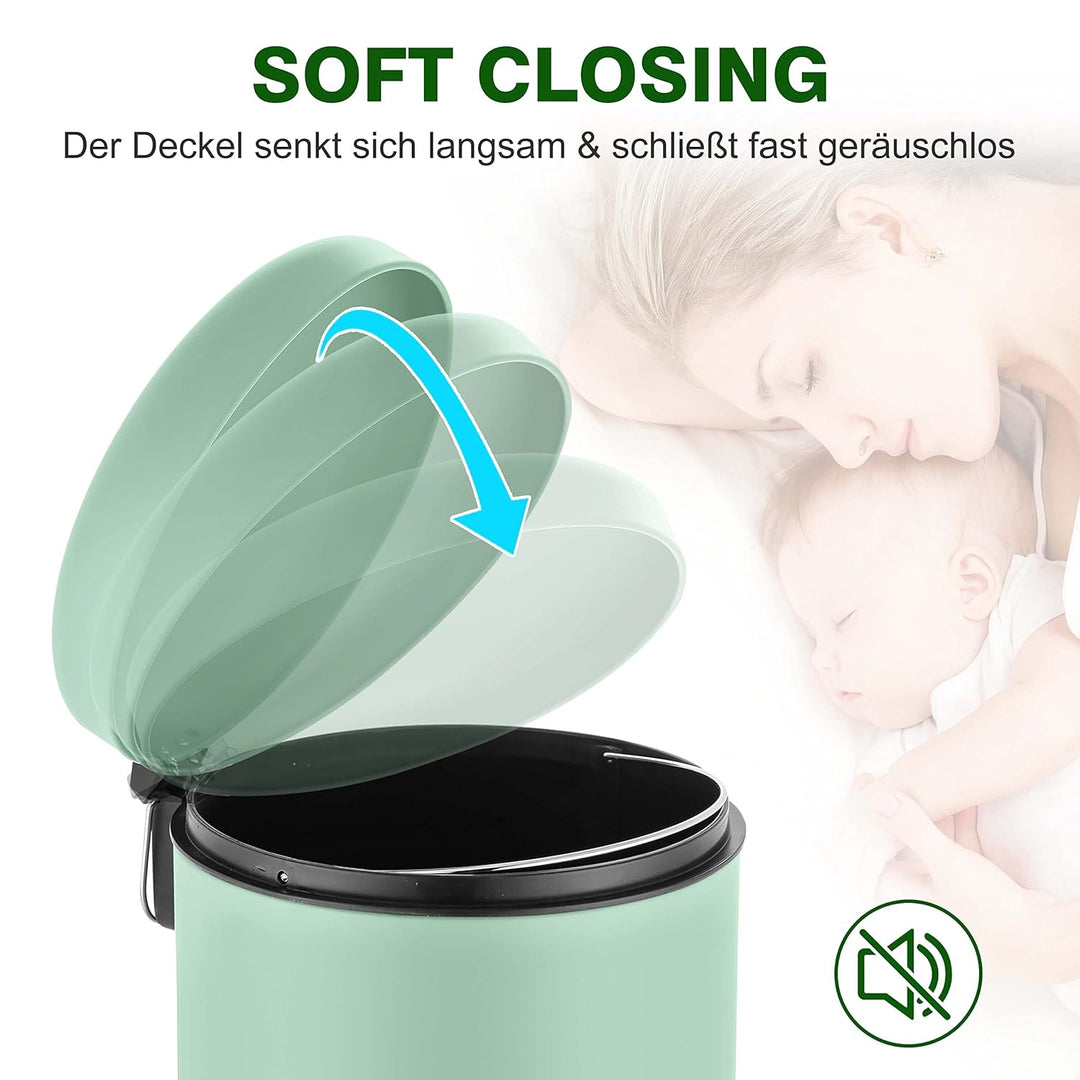 Ribelli 30L Mülleimer aus Edelstahl, Treteimer mit Inneneimer, Soft Closing Mülltrennung Abfalleimer