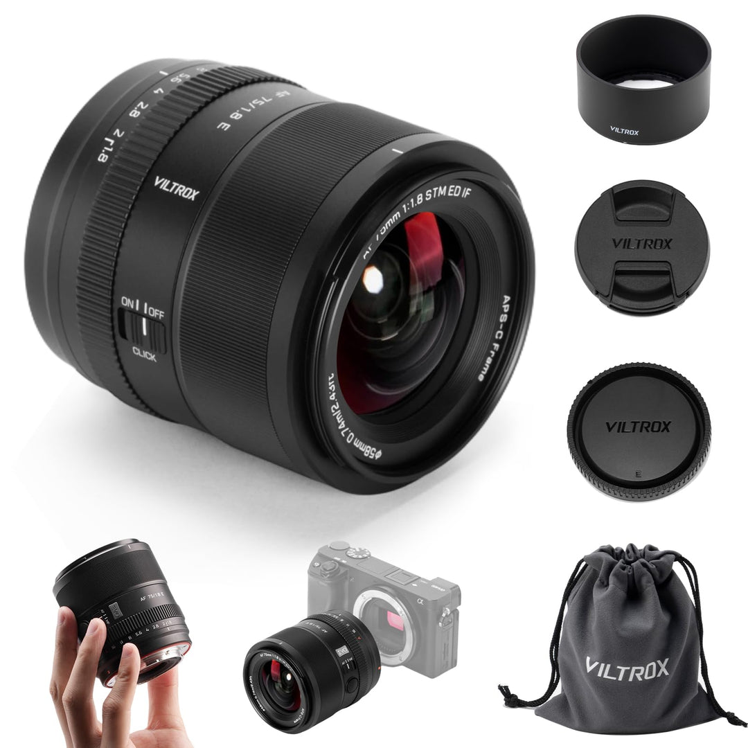 VILTROX 75mm F1.8 EVO E Mount Kamera Objektiv kompatibel mit Sony E Camera Lenses APS-C mit Grosser