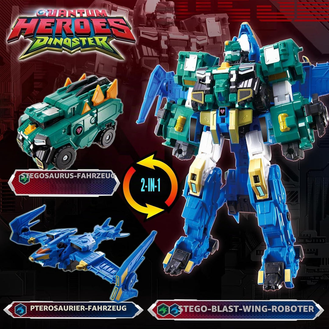3 in 1 Transformable Roboter Stego Blast Wing, 11,81 Zoll, Roboter Spielzeug für Kinder, Chariot, Di